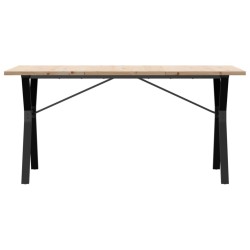 Table à manger cadre en Y 160x80x75,5 cm bois pin massif acier 508323508323