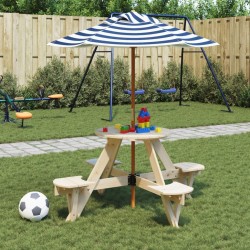 Table de pique-nique pour 4 enfants avec parasol rond sapin 508354508354