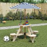Table de pique-nique pour 4 enfants avec parasol rond sapin 508354508354