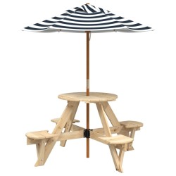 Table de pique-nique pour 4 enfants avec parasol rond sapin 508354508354