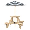 Table de pique-nique pour 4 enfants avec parasol rond sapin 508354508354