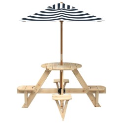 Table de pique-nique pour 4 enfants avec parasol rond sapin 508354508354