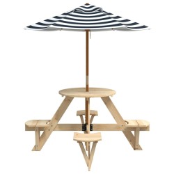Table de pique-nique pour 4 enfants avec parasol rond sapin 508354508354