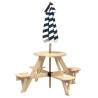 Table de pique-nique pour 4 enfants avec parasol rond sapin 508354508354