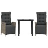 Ensemble à manger de jardin 3 pcs coussins gris résine tressée 508355508355