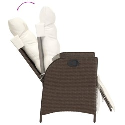 Ensemble à manger de jardin 3 pcs et coussins marron poly rotin 508356508356