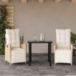 Ensemble à manger de jardin et coussins 3 pcs Beige poly rotin 508357508357