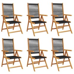 Chaises inclinables de jardin lot de 6 noir bois massif acacia 508360508360