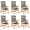 Chaises inclinables de jardin lot de 6 noir bois massif acacia 508360508360