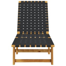 Chaises longues lot de 2 noir bois d'acacia solide et tissu 508362508362