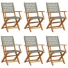Chaises de jardin pliantes lot de 6 gris poly rotin bois massif 508364508364