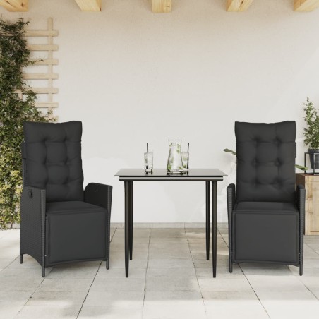 Ensemble à manger de jardin avec coussins 3 pcs Noir 508366508366