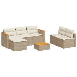 Salon de jardin avec coussins 5 pcs beige résine tressée acacia 508374508374