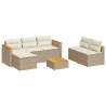 Salon de jardin avec coussins 5 pcs beige résine tressée acacia 508374508374