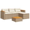 Salon de jardin avec coussins 5 pcs beige résine tressée acacia 508374508374