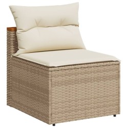 Salon de jardin avec coussins 5 pcs beige résine tressée acacia 508374508374