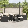 Salon de jardin 6 pcs avec coussins noir résine tressée 508375508375