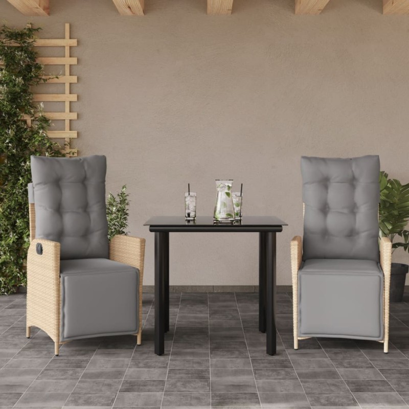Ensemble à manger de jardin et coussins 3 pcs mélange beige 508376508376