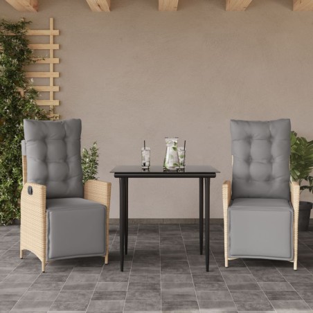 Ensemble à manger de jardin et coussins 3 pcs mélange beige 508377508377