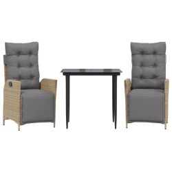 Ensemble à manger de jardin et coussins 3 pcs mélange beige 508377508377