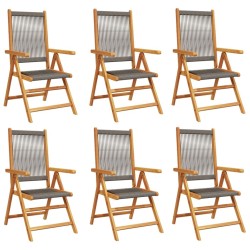 Chaises inclinables de jardin lot de 6 gris bois massif acacia 508378508378