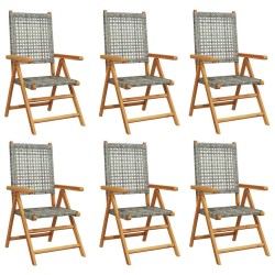 Chaises inclinables de jardin lot de 6 gris rotin bois massif 508379508379