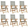Chaises inclinables de jardin lot de 6 gris rotin bois massif 508379508379