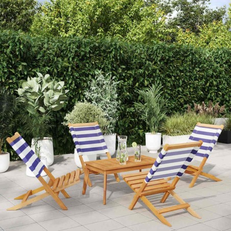 Chaises de jardin pliantes lot de 4 tissu et bois massif 508381508381