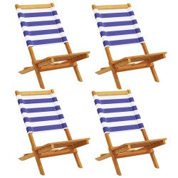 Chaises de jardin pliantes lot de 4 tissu et bois massif 508381508381