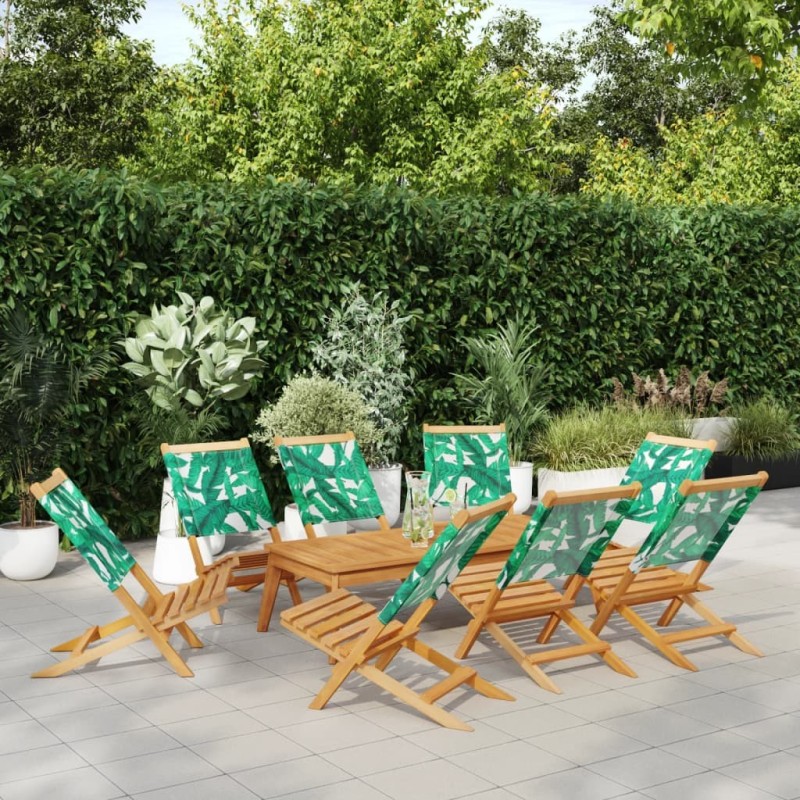Chaises de jardin pliantes lot de 8 vert tissu et bois massif 508385508385