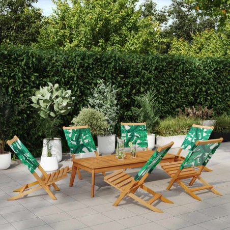 Chaises de jardin pliantes lot de 6 vert tissu et bois massif 508387508387