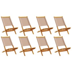Chaises de jardin pliantes lot de 8 taupe tissu et bois massif 508388508388