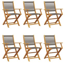 Chaises de jardin pliables lot de 6 gris bois d'acacia massif 508389508389