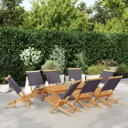 Chaises de jardin pliantes lot de 8 tissu et bois massif 508390508390