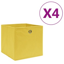 Boîtes de rangement 4 pcs Tissu intissé 28x28x28 cm Jaune 508405508405