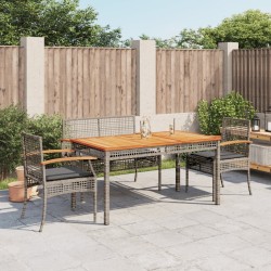 Ensemble à manger jardin 4pcs et coussins Gris Résine tressée 508407508407