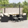 Salon de jardin 6 pcs avec coussins noir résine tressée 508417508417