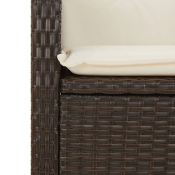 Ensemble à manger de jardin 3 pcs et coussins marron poly rotin 508418508418