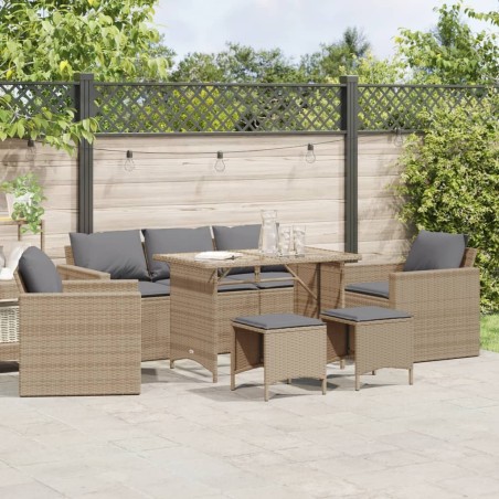 Salon de jardin avec coussins 6 pcs beige résine tressée 508419508419