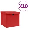 Boîtes de rangement avec couvercles 10 pcs 28x28x28 cm Rouge 508420508420