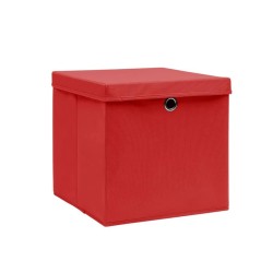 Boîtes de rangement avec couvercles 10 pcs 28x28x28 cm Rouge 508420508420