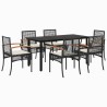 Ensemble à manger de jardin coussins 7pcs Noir Résine tressée 508421508421