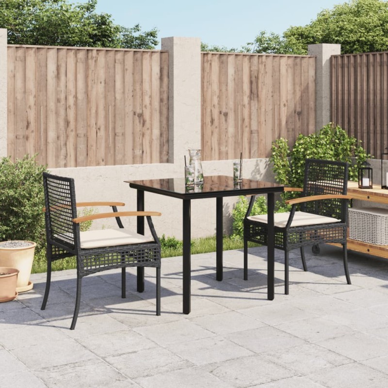 Ensemble à manger de jardin avec coussins 3 pcs Noir 508424508424
