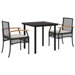 Ensemble à manger de jardin avec coussins 3 pcs Noir 508424508424