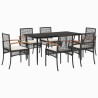 Ensemble à manger de jardin coussins 7pcs Noir Résine tressée 508425508425
