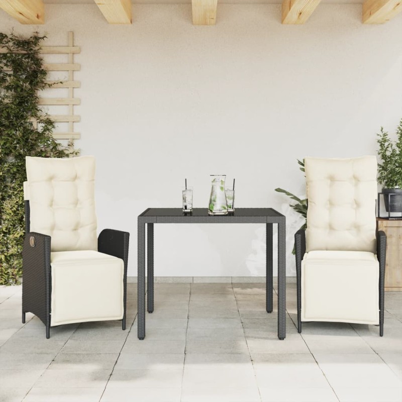 Ensemble à manger de jardin avec coussins 3 pcs Noir 508433508433