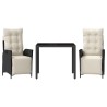 Ensemble à manger de jardin avec coussins 3 pcs Noir 508433508433
