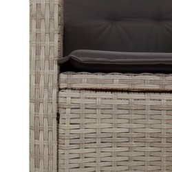 Ensemble à manger de jardin 3pcs coussins gris clair poly rotin 508434508434