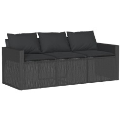 Salon de jardin 6 pcs avec coussins noir résine tressée 508438508438