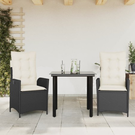 Ensemble à manger de jardin avec coussins 3 pcs Noir 508440508440